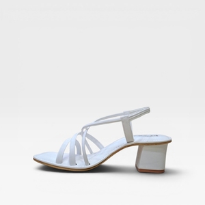 White Strappy Block Heel <b>Sandals</b> Square Toe Slip On Elegant Summer Heeled Shoes Women's PU Upper Low Heel Casual Party Wear - Product Image 4