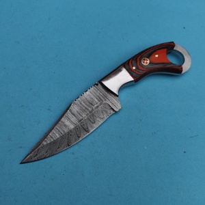 มีดเหล็กดามัสกัสแบบเต็มแผ่นงานทำด้วยมือมีดดามัสกัสสำหรับตั้งแคมป์ - Product Image 1