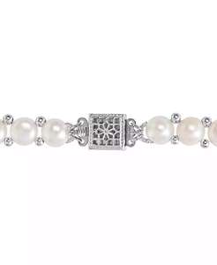 3-PC. Juego de perlas cultivadas de agua dulce (6-7-1/2mm) collar de hilo de cuentas (17 "), pulsera elástica y pendientes de tuerca en plata de ley - Product Image 5