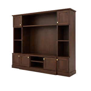 Custom Modern Classic Teak Wood <b>TV</b> Wall Unit Entertainment Cabinet for Hotel Apartment Villa - Product Image 3