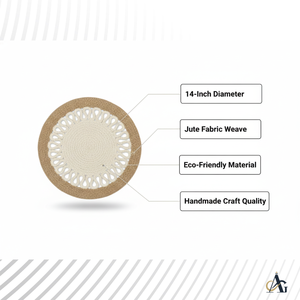 Mantel Individual Redondo de Yute Hecho a Mano AG Elements, 14 Pulgadas, Natural, Contemporáneo, Ecológico, 2 mm de Grosor, Antideslizante - Product Image 4