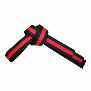 Black <b>Red</b> BJJ Belt 100% Polyester Durable Unisex Adult Martial Arts Wear Regular Fit Plain Dyed Breathable Durable Custom Colors - Product Image 2