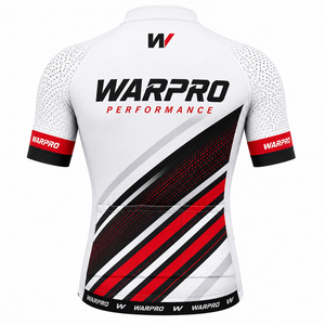 Warpro Cycling Jersey Men's Short Sleeve White Black Red Performance Breathable <b>Polyester</b> Sublimation Print Adult Size M - Product Image 6