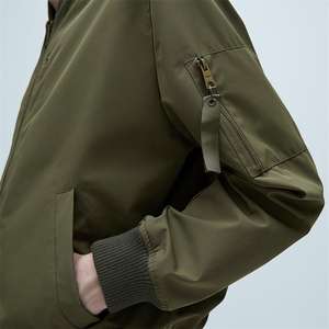 Men's Bomber Zipper <b>Jacket</b> Winter Canvas 100% Bamboo Fiber Warm Casual Streetwear Hip Hop Slim Fit <b>Pilot</b> Front Logo Breathable - Product Image 4