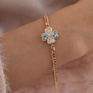 Bijoux en argent 925 de haute qualité, chaîne à maillons en moissanite, couleur D, moissanite VVS, bracelets trèfle à quatre feuilles, bijoux de luxe pour femmes, cadeau - Product Image 6