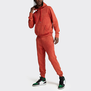100% Cotton Heavyweight Winter Wear Acid Washed Tracksuit Distressed Sun Faded <b>Pullover</b> Hoodie Sweatpants Set For <b>Men</b> - Product Image 2
