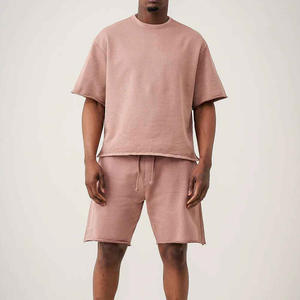 Ensemble de shorts en tissu éponge 100% coton pour homme, style hip-hop, nouveau design, impression par sublimation, couleur unie, séchage rapide, vêtements d'été - Product Image 1