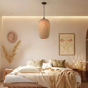 Luminaire suspendu en forme de vase en bambou tissé pour la décoration de la maison et l'éclairage intérieur - Product Image 2