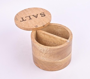 Boîte à sel en bois de manguier faite à la main créative de quantité minimale de commande basse avec fabricant de typographie personnalisé vente directe en usine - Product Image 3