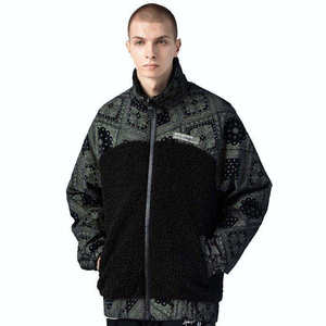Men's Techwear Sherpa Fleece <b>Jacket</b> Paisley Bandana Patchwork Streetwear Harajuku Winter Warm Tactical Hip Hop Bomber Coat Parka - Product Image 2
