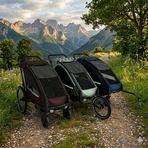 Remorque/Poussette/Vélo de jogging 3 en 1 pliable en alliage d'aluminium pour enfants avec suspension indépendante pour les aventures - Product Image 4