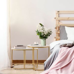 Set di Tavolini da Caffè Moderni con Effetto Marmo e Design Impilabile - Product Image 2