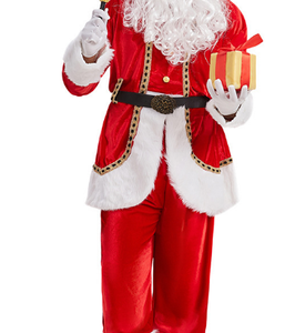 Men Santa Claus Costume Red Velvet With <b>White</b> <b>Fur</b> Trim Christmas Outfit Adult Size premium quality men santa claus costume - Product Image 2