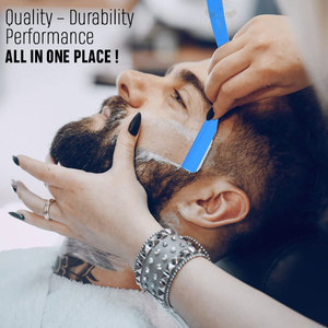 Navaja de afeitar plegable Barber Edge con mango de plástico y soporte para navaja desechable - Product Image 5