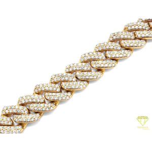 Pulsera de Cadena Cubana de Oro Amarillo Premium con Moissanita, con Piedras VVS Engastadas a Mano y Estilo de Lujo con Aspecto de Diamante - Product Image 6