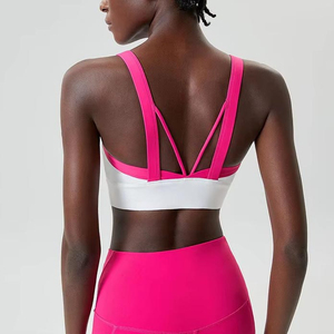 Sujetador deportivo sencillo para mujer de talla grande, transpirable, ligero, para yoga, fitness, gimnasio, ropa deportiva, con logo personalizado, soporte frontal alto - Product Image 2