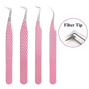 Juego de Pinzas para Pestañas Morje Quirúrgicas de Acero Inoxidable Rosa, Puntas Lisas/Serradas/Dentadas de 10 mm, Herramientas de Precisión para Extensión de Pestañas - Product Image 1