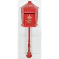 Boîte aux lettres antique dorée avec emblème couronne GR et support sur colonne, décoration extérieure, support de montage au sol, fournitures de jardin