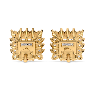 ต่างหูเพชรทรงปรินเซสคัท 1.32 กะรัต ประดับด้วยวงแหวนเพชรสองวง ทองคำขาว 18K ทองคำเหลือง 18K และทองคำโรสโกลด์ แบบเกลียวหลัง ดีไซน์หรูหราสำหรับเจ้าสาว - Product Image 3