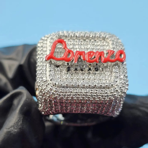 Bague Hip Hop Moissanite VVS personnalisée avec logo lettre, certifiée IGI, en argent 925, bijoux fins pour homme, idéale pour les fêtes - Nouveauté très prisée - Product Image 2