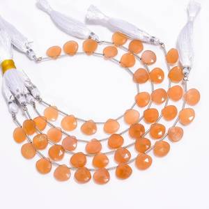 Natural <b>Peach</b> Moonstone Faceted Heart Shape Briolette Gemstone Beads Strand 8mm Loose Stone For Jewelry Making Necklace Bracelet - Product Image 6