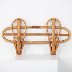 Ganchos dobles de pared de estilo vintage, hechos a mano con ratán, los mejores accesorios para el hogar. - Product Image 3