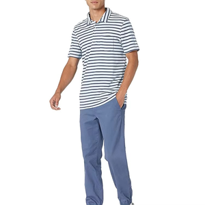 Polo a Rayas para Hombre, Transpirable, de Algodón y Poliéster, Casual, para Golf, Manga Corta, Verano, con Logotipo Personalizado OEM, Venta al Por Mayor - Product Image 4