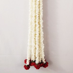 Guirlande de fleurs artificielles de jasmin blanc à suspendre pour mariage, temple, mandap, Diwali, festival traditionnel, décoration murale de maison - Product Image 1