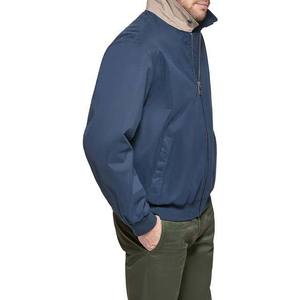 Blouson bomber bleu marine pour homme, col rabattu, fermeture éclair, style décontracté, polyester, couleur unie, logo sur le devant - Product Image 2