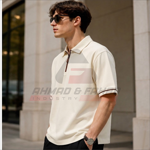 <span class=keywords><strong>เสื้อ</strong></span>โปโลแขนสั้นสีขาวสำหรับผู้ชาย แต่ง<span class=keywords><strong>ขอบ</strong></span>สี<span class=keywords><strong>แดง</strong></span>กรมท่า ปิดด้วยซิป ผ้าถักโพลีเอสเตอร์ระบายอากาศได้ดี เหมาะสำหรับใส่ลำลองในฤดูร้อน - Product Image 3