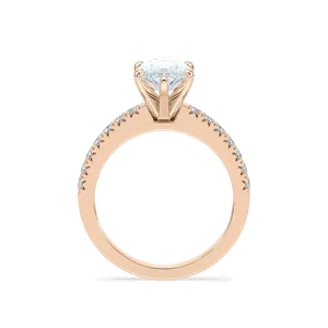 Large marquise diamond engagement <b>ring</b> with half band round diamonds crafted in rose gold white gold yellow gold elegant <b>fine</b> - Product Image 2