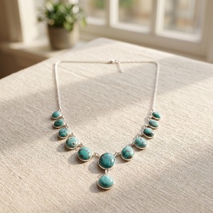 Natural Turquoise Necklace 925 Sterling Silver Multi Stone Statement Necklace Handmade Southwestern Bold Jewelry <b>Gift</b> For Her - Product Image 2
