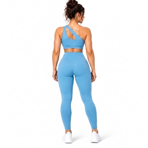 Conjunto Deportivo de Alta Calidad para Mujer Talla Grande, Sujetador Deportivo Asimétrico de un Hombro, Leggings de Cintura Alta, Ropa Deportiva Elástica en Cuatro Direcciones - Product Image 2