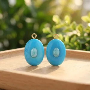 Connecteur ovale turquoise fait main à boucle unique avec incrustation de petite amazonite ovale pour la création de bijoux fantaisie DIY - Product Image 3