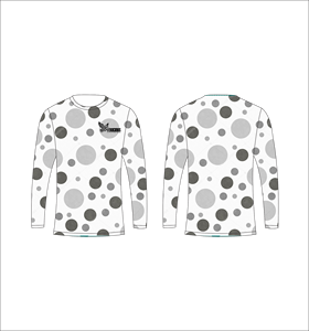 Maillot de sport personnalisé à manches longues en sublimation, léger, avec motif à pois gris et blanc, fabricant de vêtements en gros - Product Image 1