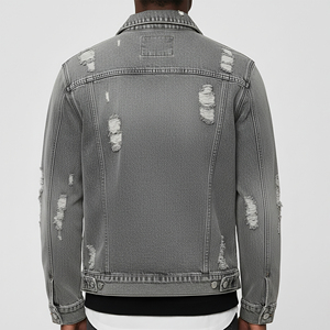 High Quality Custom Made Fashionable Relaxed Fit Winter Wear <b>Denim</b> <b>Jacket</b> Windproof Warm Ripped Off Turn Down Collar <b>Jacket</b> - Product Image 6