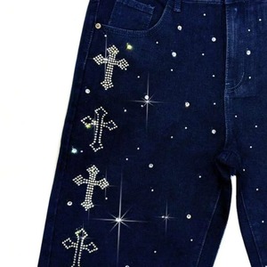 Pantalones Cortos de Mezclilla Casuales para Hombre, Estilo Vintage, con Cierre, Dobladillo sin Rematar, Tela de Algodón, para Gimnasio y Running, con Pedrería - Product Image 5