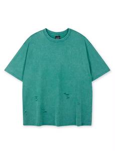 T-shirt décontracté pour homme, coupe classique, uni, lavé, 100% coton, manches courtes, col rond, jersey tricoté doux - Product Image 4