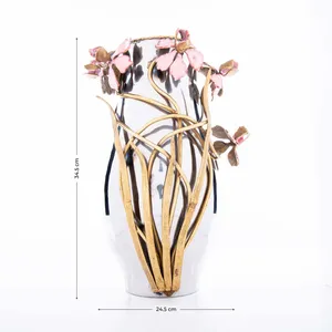 Vase à fleurs en métal fait main contemporain pour projets de villas de luxe, chambres, salons et salles à manger, sculpture extérieure en fer - Product Image 1