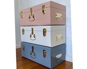 Metal Storage <b>Box</b> Set Classic Design Hinged Lid <b>Stacking</b> Feature Blue Orange Beige Sundries Organizer - Product Image 1