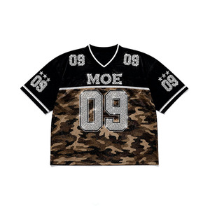 Maillot de football américain personnalisé en maille polyester avec strass et col en V pour femme, uniforme d'équipe, marque Camo, OEM, haut de sport de football - Product Image 3