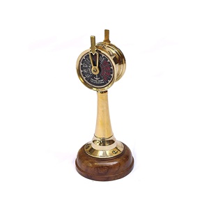 Collection Antique Brass Speed Controller Telegraph with Wooden Base | <b>Vintage</b> Nautical <b>Desk</b> Handmade Collectible Showpiece - Product Image 1