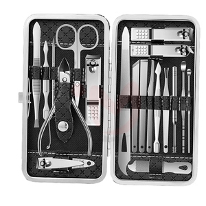 Ensemble de coupe-ongles professionnel luxueux de 19 pièces, durable, multifonctionnel 6-en-1, en acier inoxydable, outil de manucure et de pédicure portable - Product Image 1