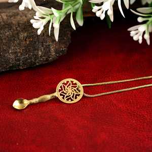 Collier unisexe en alliage plaqué or avec pendentif cuillère, thème vintage, bijoux de mode - Product Image 3