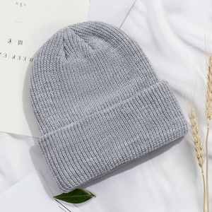 Gorro de Punto Estilo Coreano para Otoño e Invierno, Tejido Grueso de Acrílico Jacquard, Color Sólido, Cálido, con Logotipo Personalizado, Estilo Japonés - Product Image 1