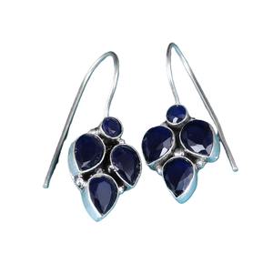 Pendientes Étnicos Bohemios de Moda con Circonita Azul al por Mayor |   Pendientes Pequeños Hechos a Mano con Baño de Plata Estilo Tribal Antiguo al por Mayor - Product Image 3