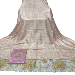 Chic Stylish Somali Francais Dirac Twill Plain Style Adorned Golden Leaf Printed Detailed Silver Embroidery Paired Garbasaar - Product Image 3