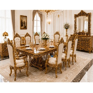 Muebles de Comedor de Lujo Estilo Rococó Francés, Juego de Comedor Completo para 8 Personas, Interior de Comedor Personalizado, EE. UU. - Product Image 1
