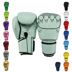 Guantes de Boxeo Deportivos de Piel Sintética, Color Liso Personalizado, con Soporte Acolchado para Muñeca, Duraderos, para Kickboxing, OEM - Product Image 1