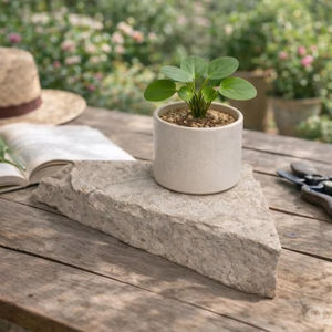 Plateau en pierre de travertin brut, travertin naturel, décoration d'intérieur, plateau de présentation pour salle de bain et bijoux - Product Image 1
